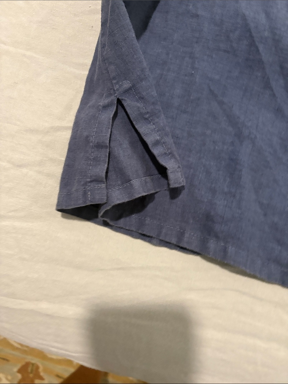 Sleeveless Navy Blue Linen Shift Dress - Picture 5 of 8